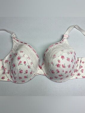 Sleekback by LVR WHT/PNK FLORAL Lightly Lined Underwire, 36D *P1066